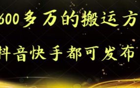 抖音快手都可发布的,实测跑600多万的搬运方法