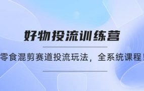 好物推广投流训练营:零食混剪赛道投流玩法,全系统课程