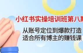 小红书实操培训班第八期:从账号定位到爆款打造,适合所有博主的赚钱课