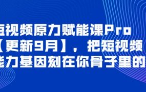 短视频原力赋能课Pro【更新9月】,把短视频能力基因刻在你骨子里的课