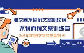 朋友圈不刷屏文案心法课:不销而销文案训练营,从0到1把文字变成金钱