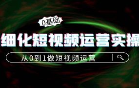 精细化短视频运营实操课,从0到1做短视频运营:算法篇 定位篇 内容篇