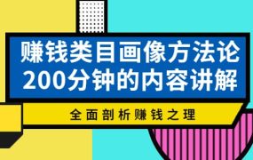 赚钱类目画像方法论,200分钟的内容讲解,全面剖析赚钱之理