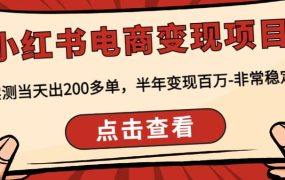 小红书电商变现项目:实测当天出200多单