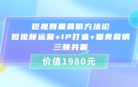 短视频垂营销方法论:短视频运营 IP打造 垂类营销,三频共振(价值1980)