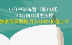 小红书训练营(第10期)20万粉丝博主亲授:独家变现思路