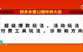 拼多多第12期年终大促：超级爆款玩法，活动玩法，付费工具玩法，诊断和方向