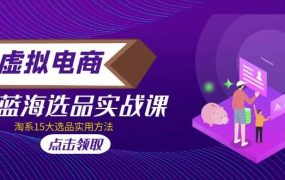 虚拟电商 · 蓝海选品实战课,淘系15大选品实用方法