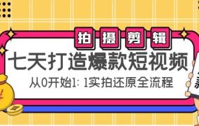 七天打造爆款短视频:拍摄 剪辑实操,从0开始1:1实拍还原实操全流程