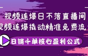 视频连爆日不落直播间,视频连爆撬动精准免费流量,日销千单核心盈利公式
