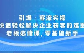 引爆·客流实操:快速轻松解决企业获客的难题,老板必修课,零基础新手