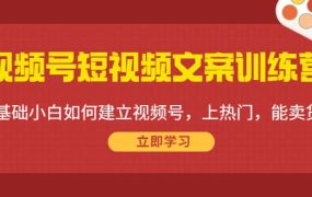 视频号短视频文案训练营:0基础小白如何建立视频号,上热门,能卖货!