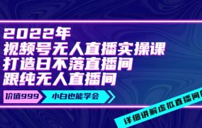 2022年《视频号无人直播实操课》打造日不落直播间 纯无人直播间