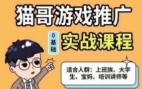 猫哥·游戏推广实战课程，单视频收益达6位数，从0到1成为优质游戏达人