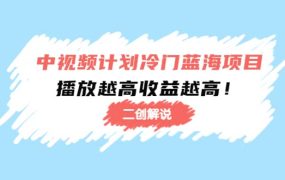 中视频计划冷门蓝海项目【二创解说】培训课程