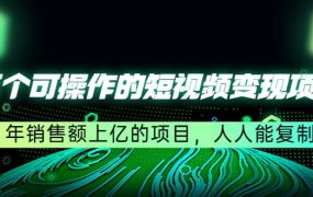 五个可操作的短视频变现项目：年销售额上亿的项目，人人能复制