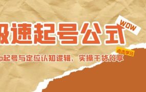 极速起号公式,个人ip起号与定位认知逻辑,实操干货分享
