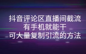 抖音评论区直播间截流，有手机就能干，可大量复制引流的方法