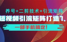 短视频引流矩阵打造7.0,养号 二剪技术 引流矩阵 一部手机搞定