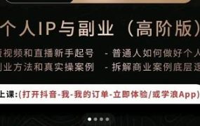 一舟一课个人IP与副业(高阶版),短视频和直播新手起号-普通人如何做好个人IP