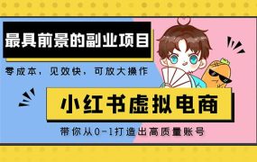 小红书蓝海大市场虚拟电商项目,手把手带你打造出高质量红薯账号