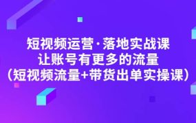 短视频运营·落地实战课 让账号有更多的流量(短视频流量 带货出单实操)