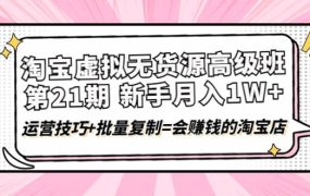 淘宝虚拟无货源高级班【第21期】运营技巧 批量复制=会赚钱的淘宝店