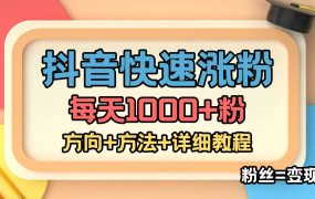 外面收费1980快速涨粉技术（女粉）抖音快手小红书，粉丝=变现