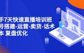 新手7天快速直播培训班:账号搭建-运营-卖货-话术 复盘优化(14节)