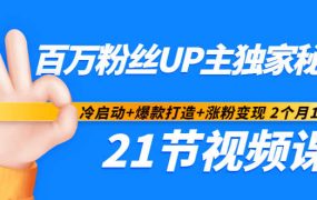 百万粉丝UP主独家秘诀:冷启动 爆款打造 涨粉变现2个月12W粉(21节视频课)