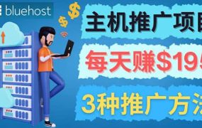 在Youtube推广Bluehost主机赚钱项目，日赚195美元以上
